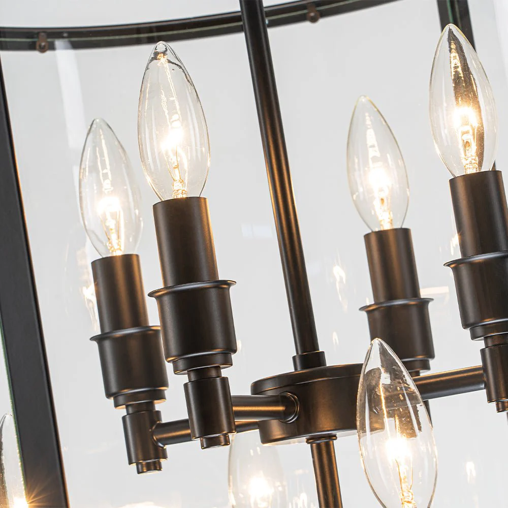 Farmhouse Wide Clear Glass Cylinder Cage Pendant - Image 13