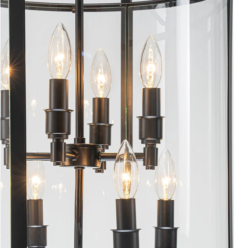 Farmhouse Wide Clear Glass Cylinder Cage Pendant - Image 14