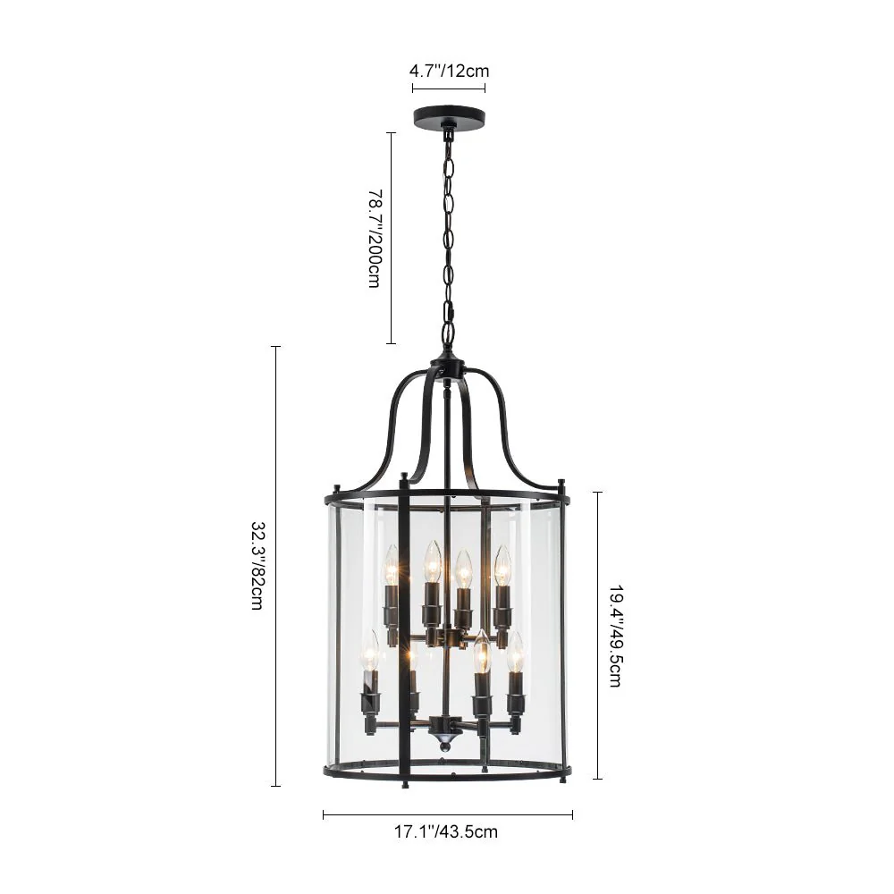 Farmhouse Wide Clear Glass Cylinder Cage Pendant - Image 19
