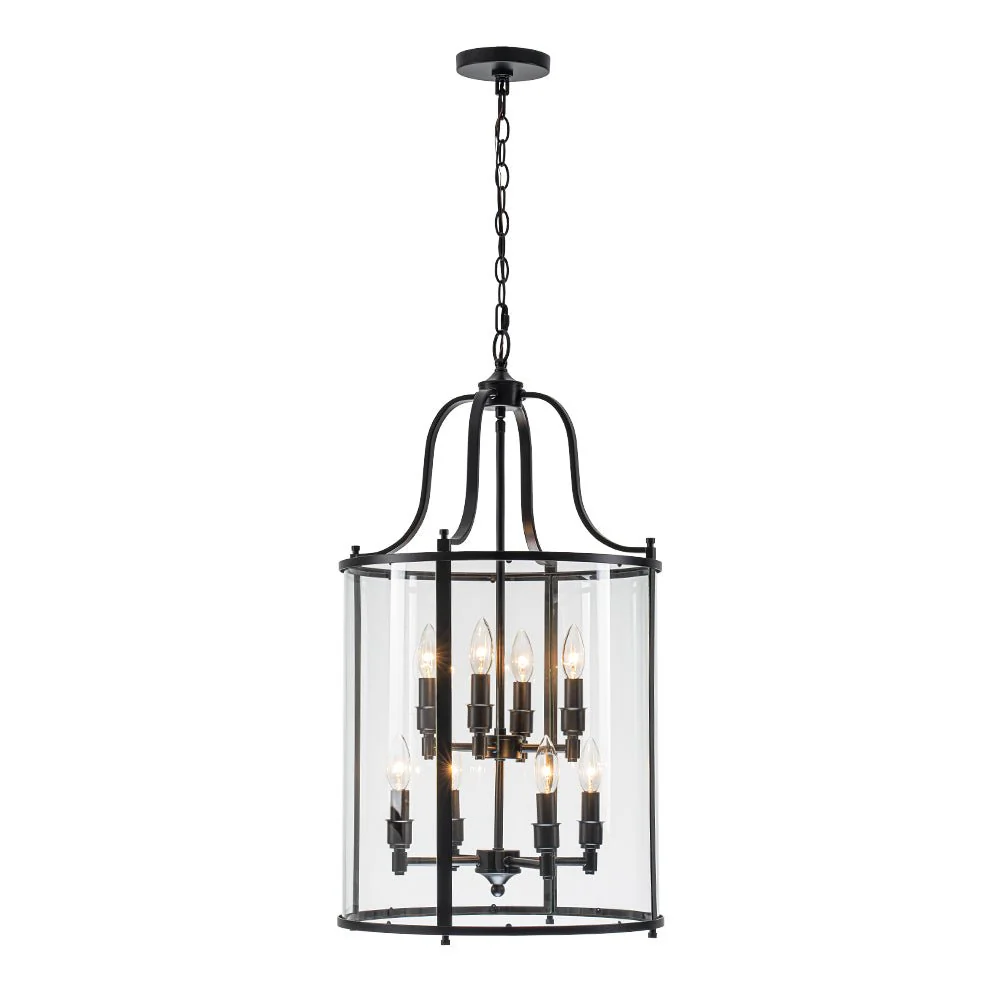 Farmhouse Wide Clear Glass Cylinder Cage Pendant - Image 7