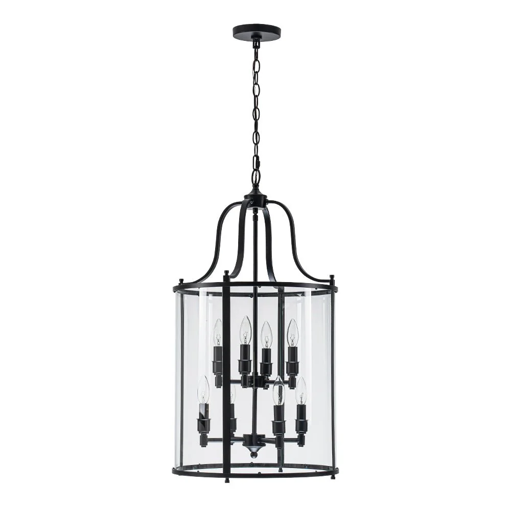 Farmhouse Wide Clear Glass Cylinder Cage Pendant - Image 8