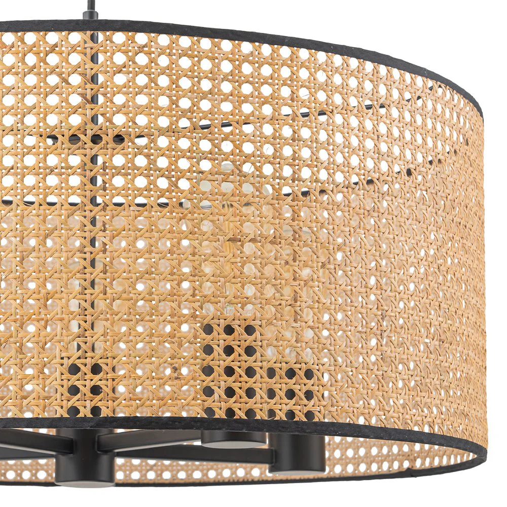 Farmhouse Wide Woven Rattan Drum Cage Pendant Light - Image 18