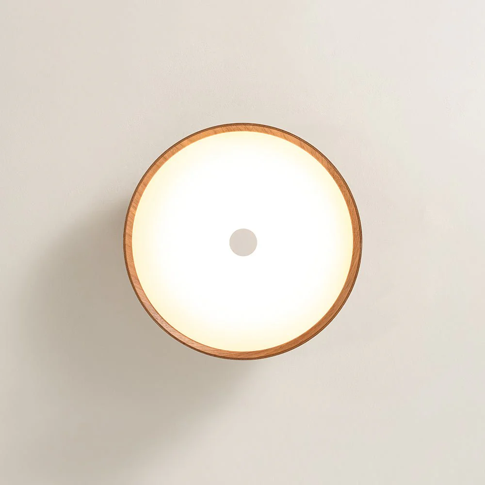 Farmhouse Wood Grain Dimmable LED Round Flush Mount Light - Image 13