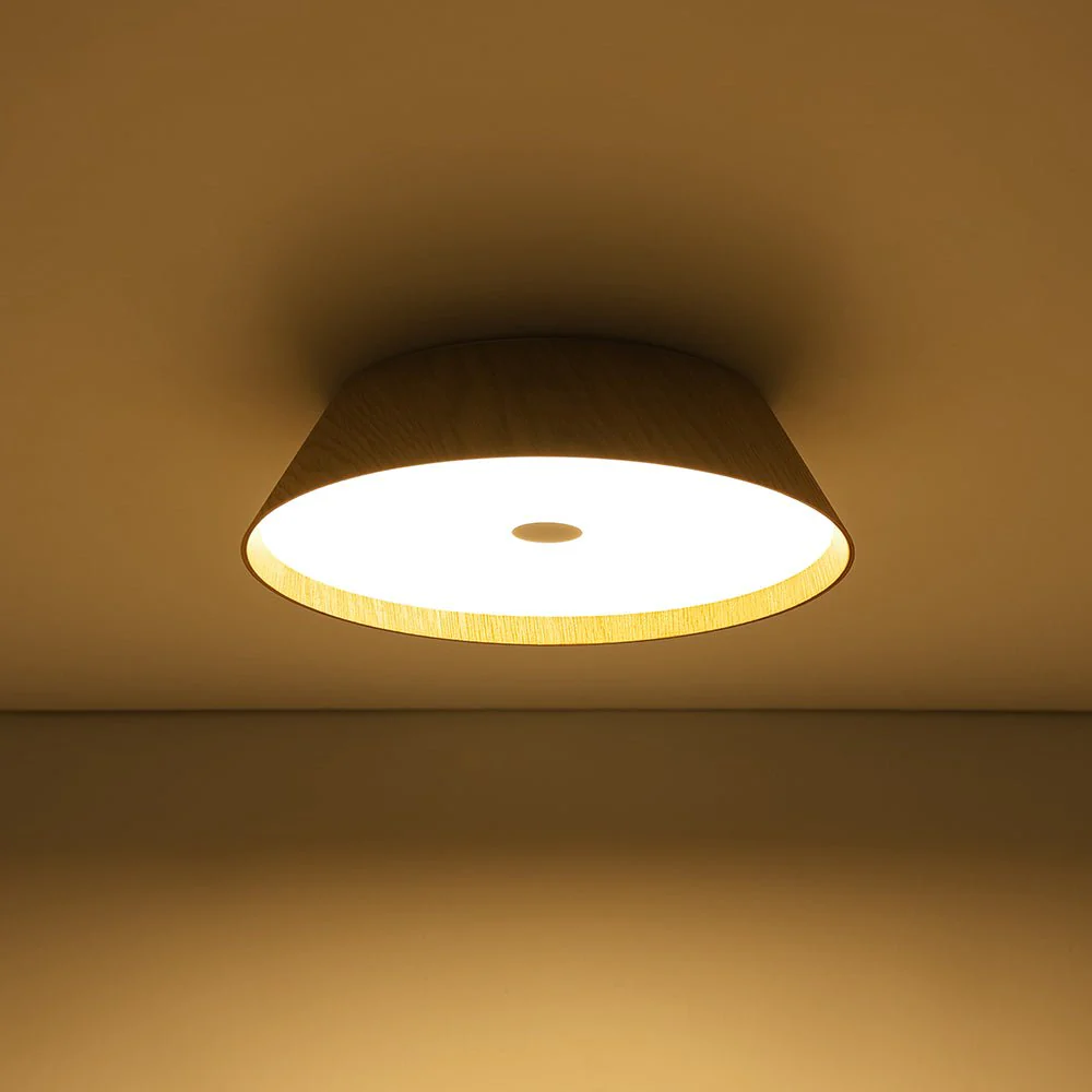 Farmhouse Wood Grain Dimmable LED Round Flush Mount Light - Image 23