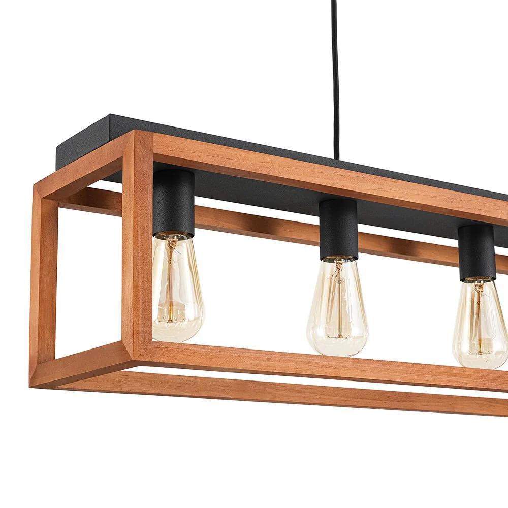 Farmhouse Wooden Rectangular Cage Island Chandelier - Image 10