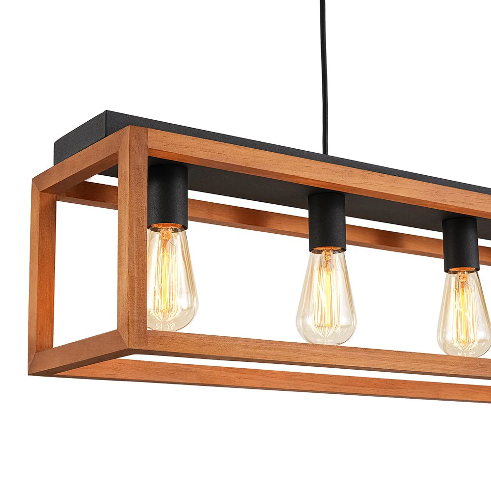 Farmhouse Wooden Rectangular Cage Island Chandelier - Image 11
