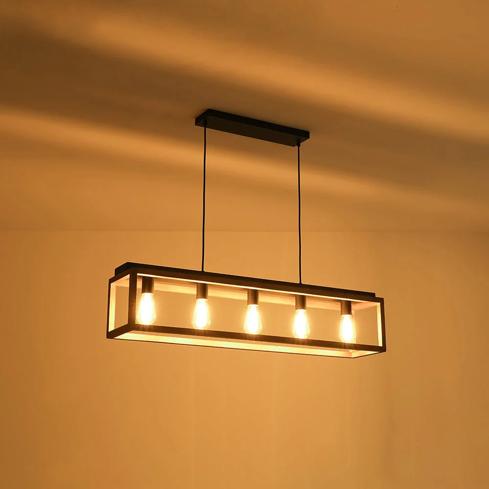 Farmhouse Wooden Rectangular Cage Island Chandelier - Image 12