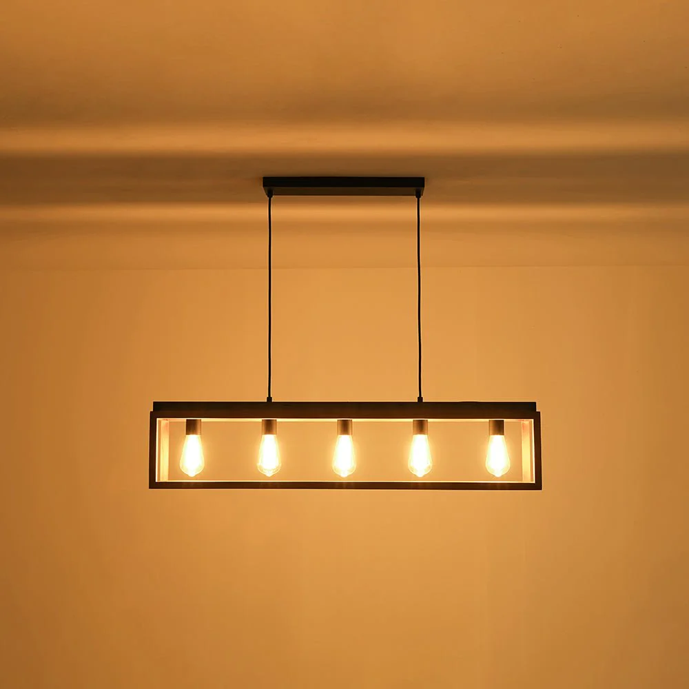 Farmhouse Wooden Rectangular Cage Island Chandelier - Image 13