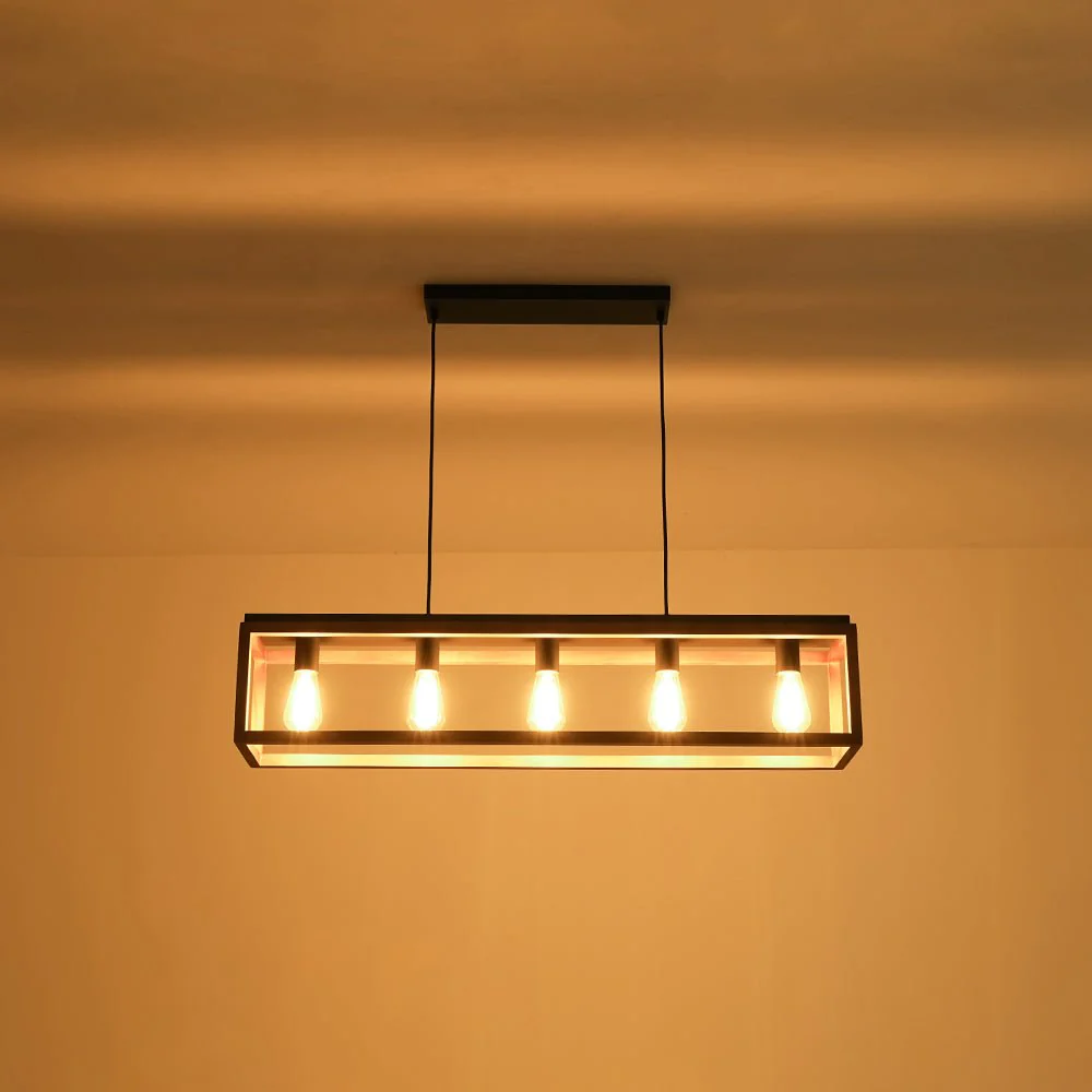 Farmhouse Wooden Rectangular Cage Island Chandelier - Image 14