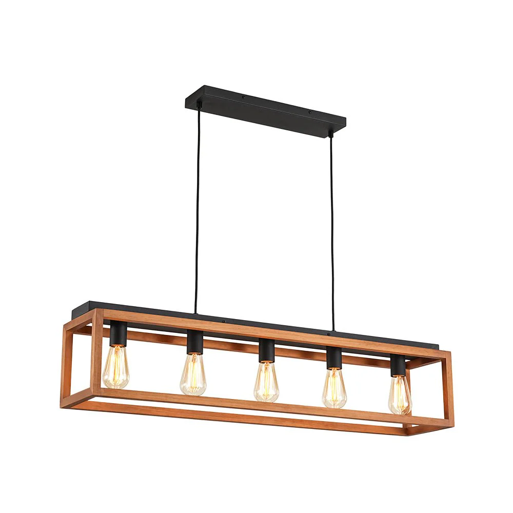 Farmhouse Wooden Rectangular Cage Island Chandelier - Image 3