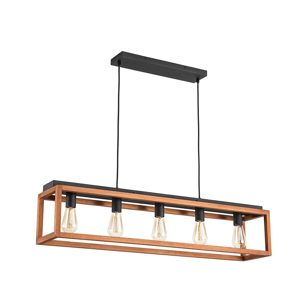 Farmhouse Wooden Rectangular Cage Island Chandelier - Image 4