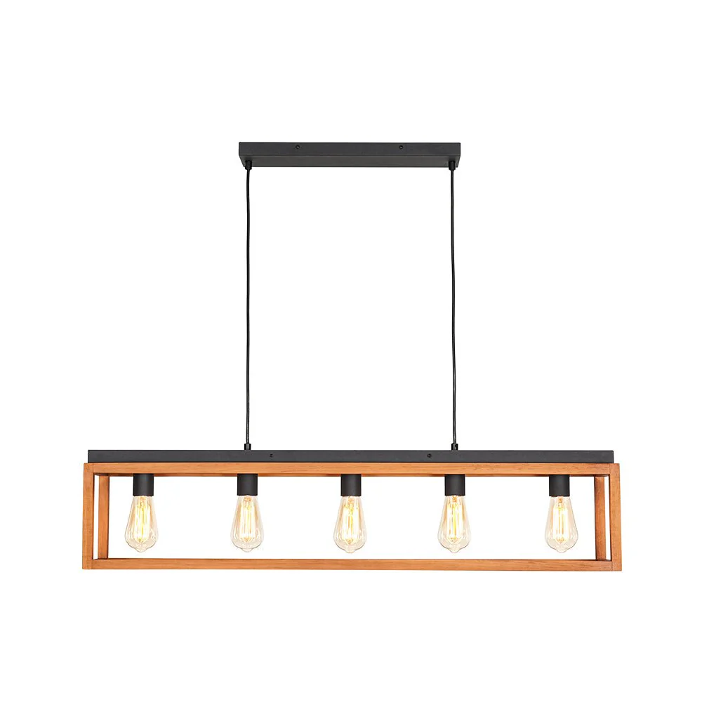 Farmhouse Wooden Rectangular Cage Island Chandelier - Image 5