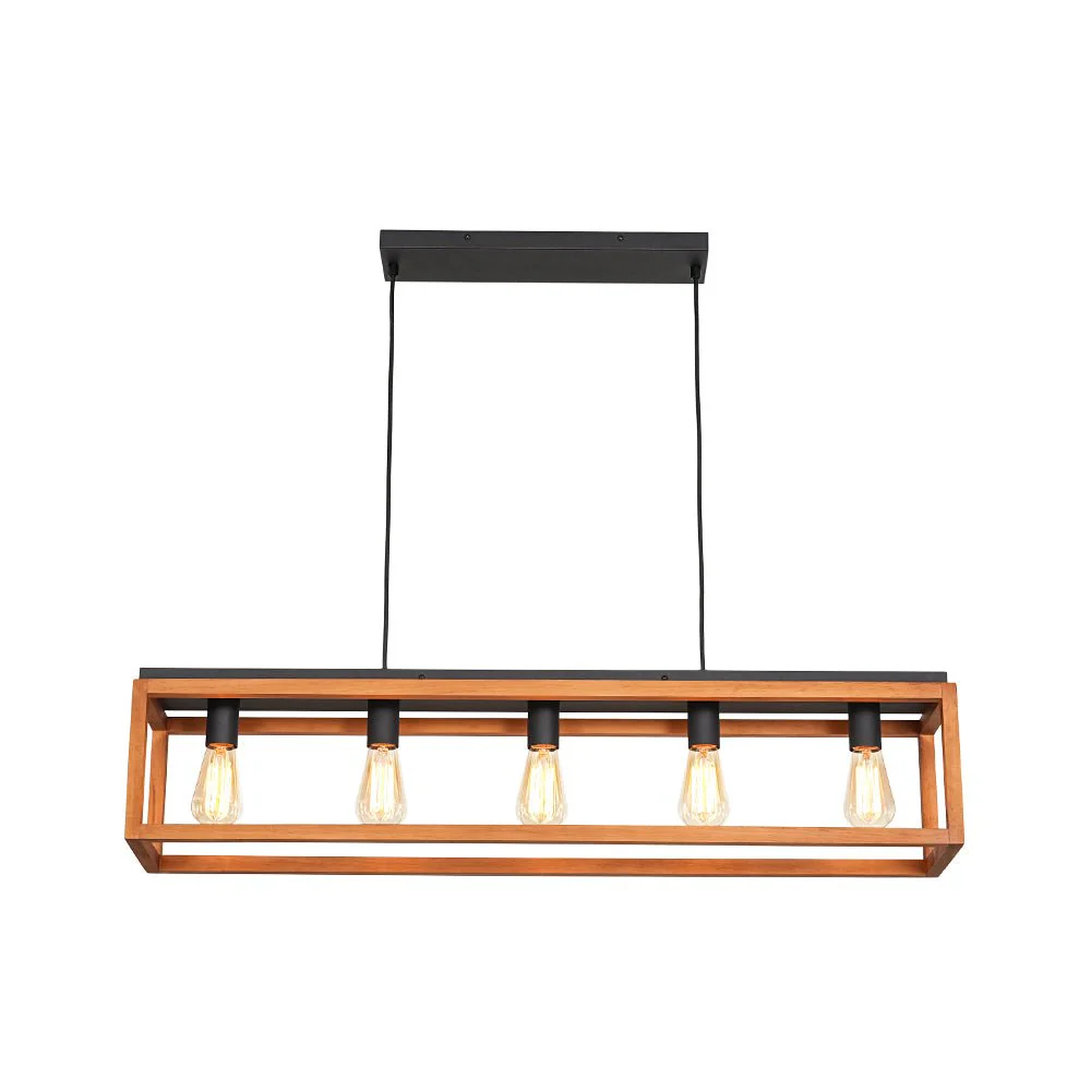 Farmhouse Wooden Rectangular Cage Island Chandelier - Image 6