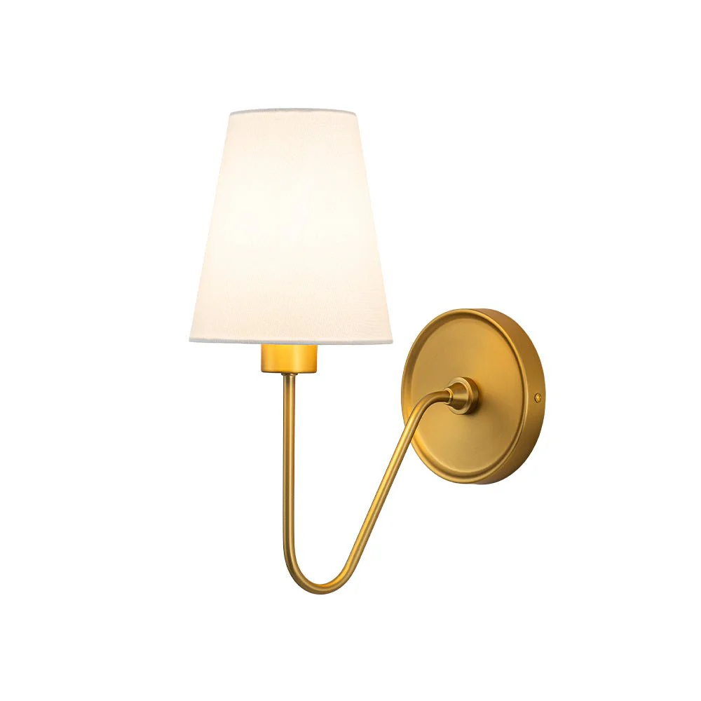 French 1-Light White Linen Conical Vanity Wall Sconce - Image 10