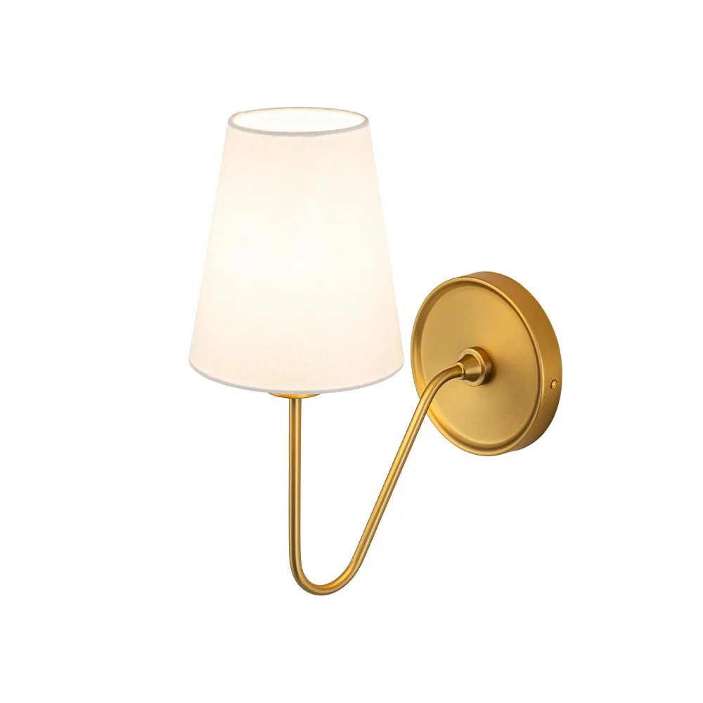 French 1-Light White Linen Conical Vanity Wall Sconce - Image 11