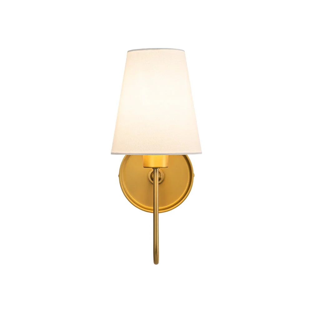French 1-Light White Linen Conical Vanity Wall Sconce - Image 12