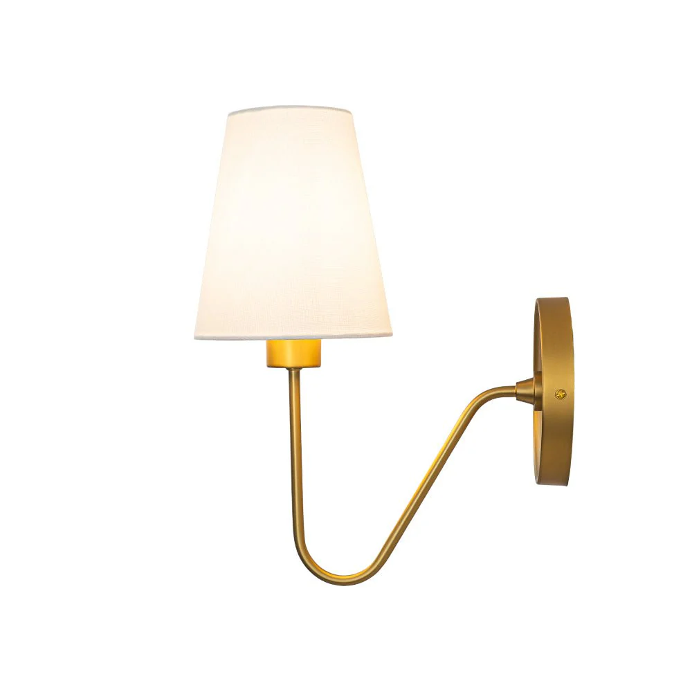 French 1-Light White Linen Conical Vanity Wall Sconce - Image 13