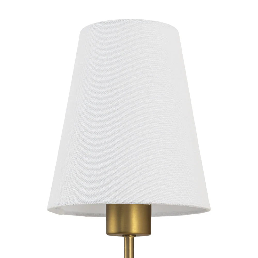 French 1-Light White Linen Conical Vanity Wall Sconce - Image 14