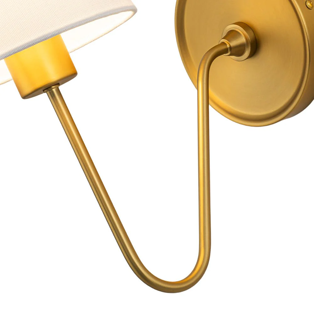 French 1-Light White Linen Conical Vanity Wall Sconce - Image 16