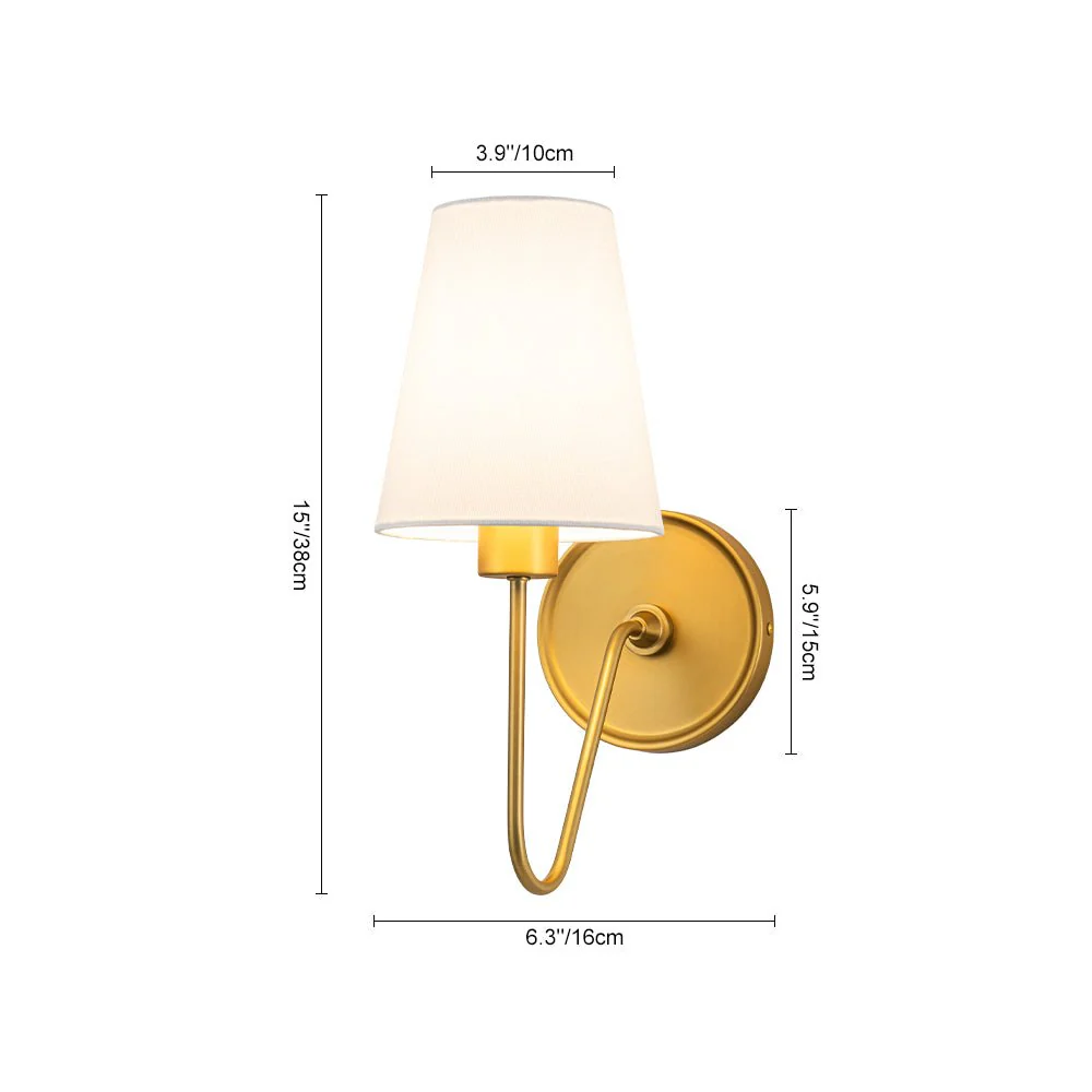 French 1-Light White Linen Conical Vanity Wall Sconce - Image 3
