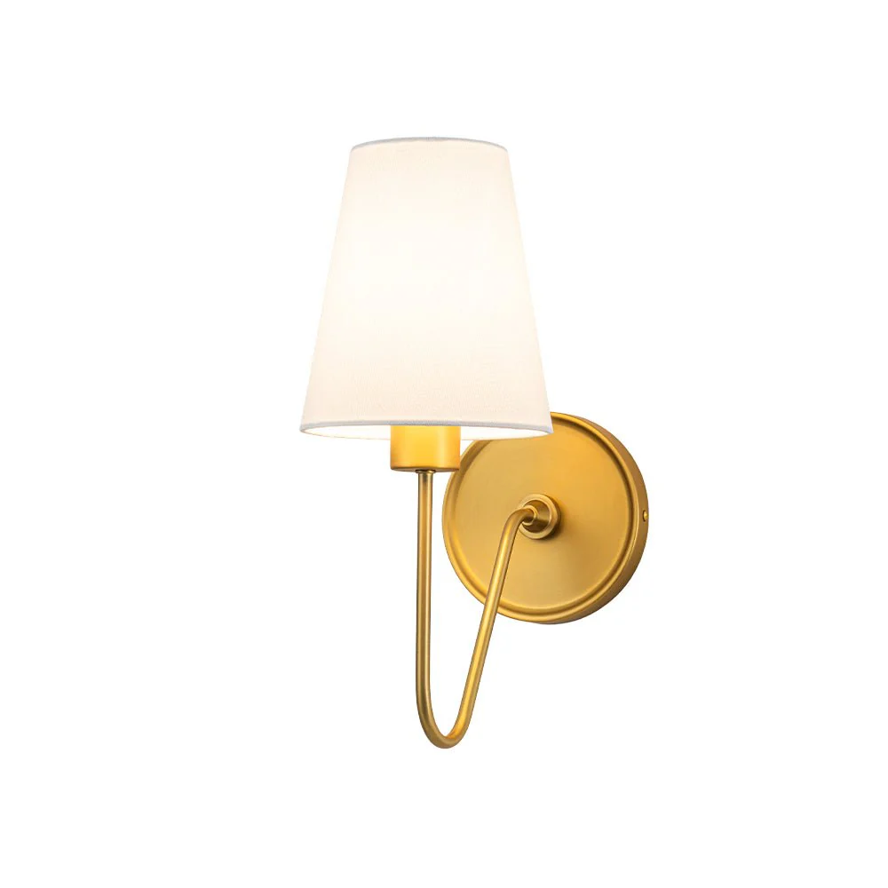 French 1-Light White Linen Conical Vanity Wall Sconce - Image 6
