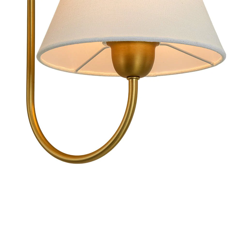 French 2-Light White Linen Conical Vanity Wall Lamp - Image 11