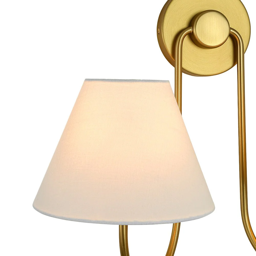 French 2-Light White Linen Conical Vanity Wall Lamp - Image 12