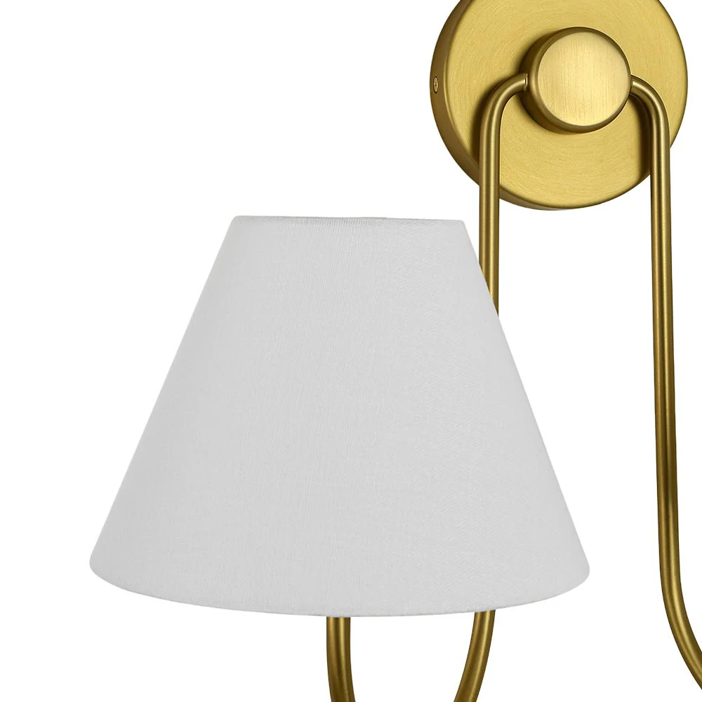 French 2-Light White Linen Conical Vanity Wall Lamp - Image 13