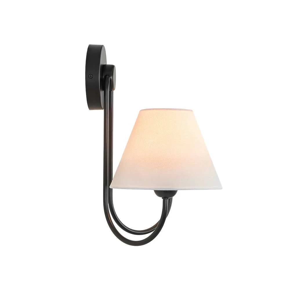 French 2-Light White Linen Conical Vanity Wall Lamp - Image 18