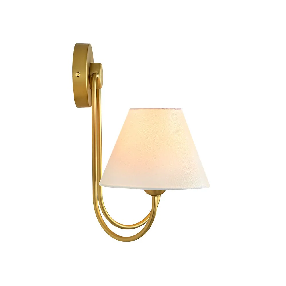 French 2-Light White Linen Conical Vanity Wall Lamp - Image 7