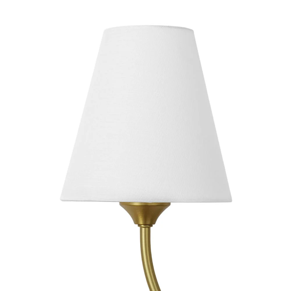French 2-Light White Linen Conical Vanity Wall Sconce - Image 12