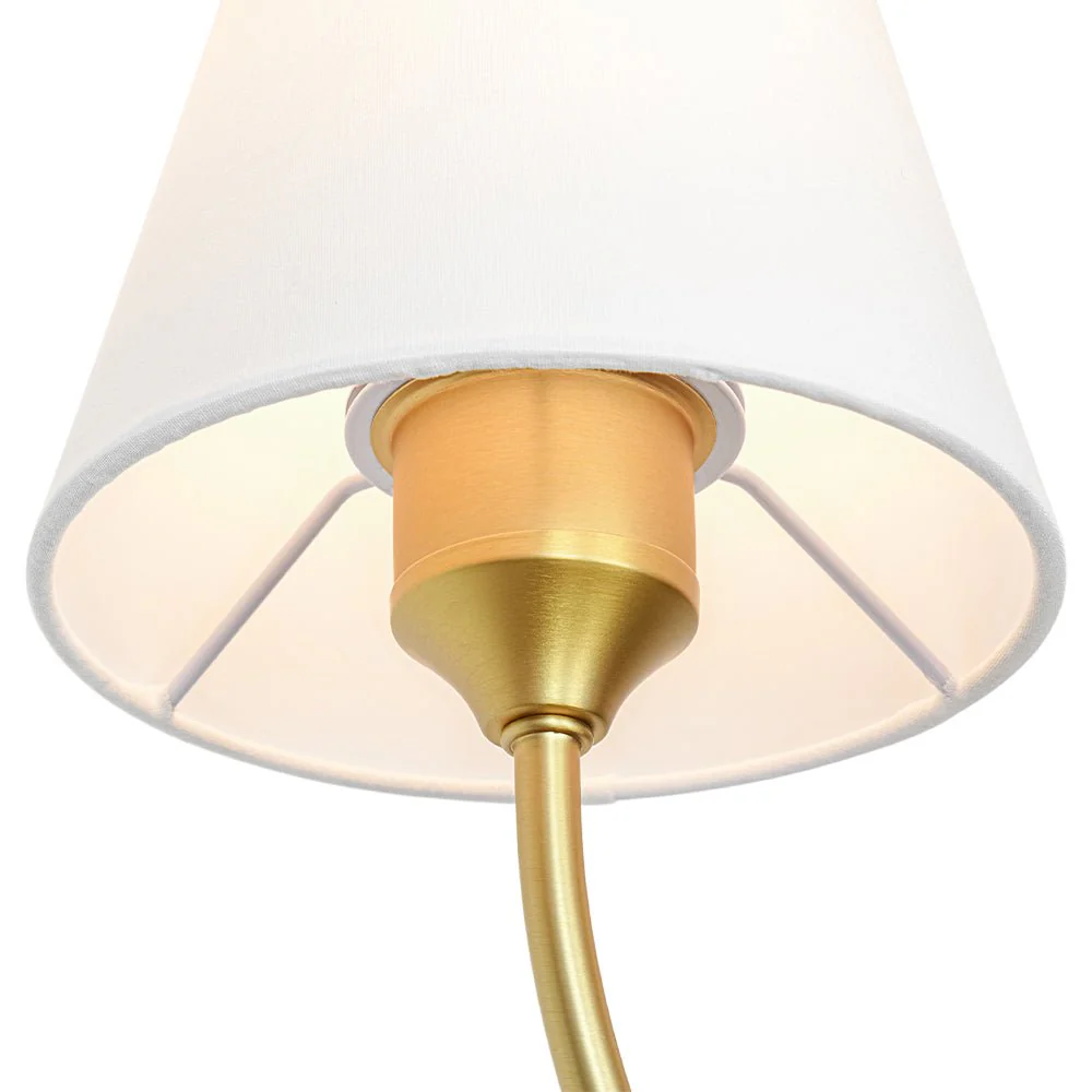 French 2-Light White Linen Conical Vanity Wall Sconce - Image 14