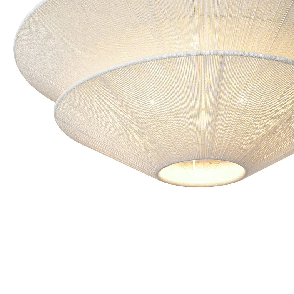 French 2-Tier Beige Woven Thread Cone Round Cage Chandelier - Image 13