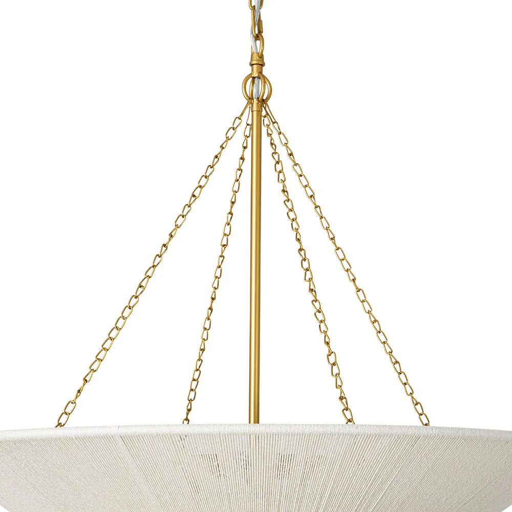 French 2-Tier Beige Woven Thread Cone Round Cage Chandelier - Image 15