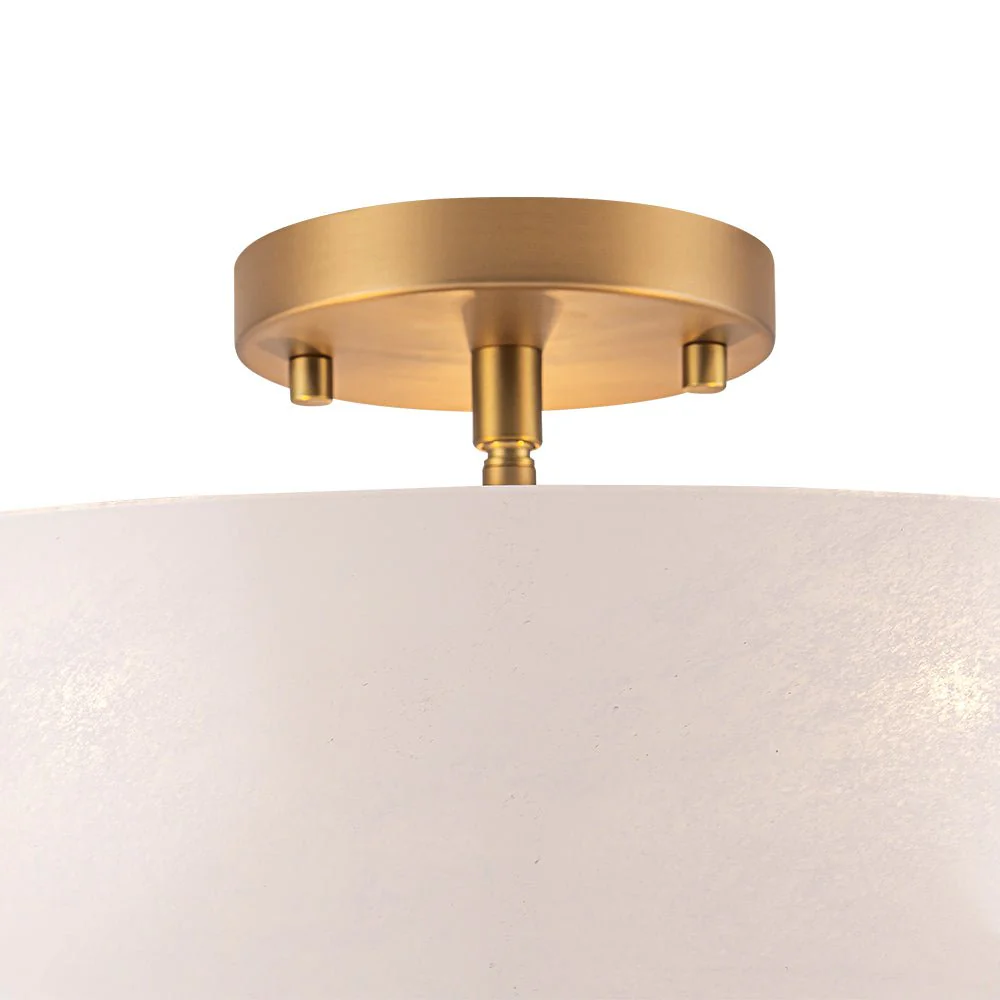 French 3-Light White Clouded Glass Round Semi Flush Mount - Image 12