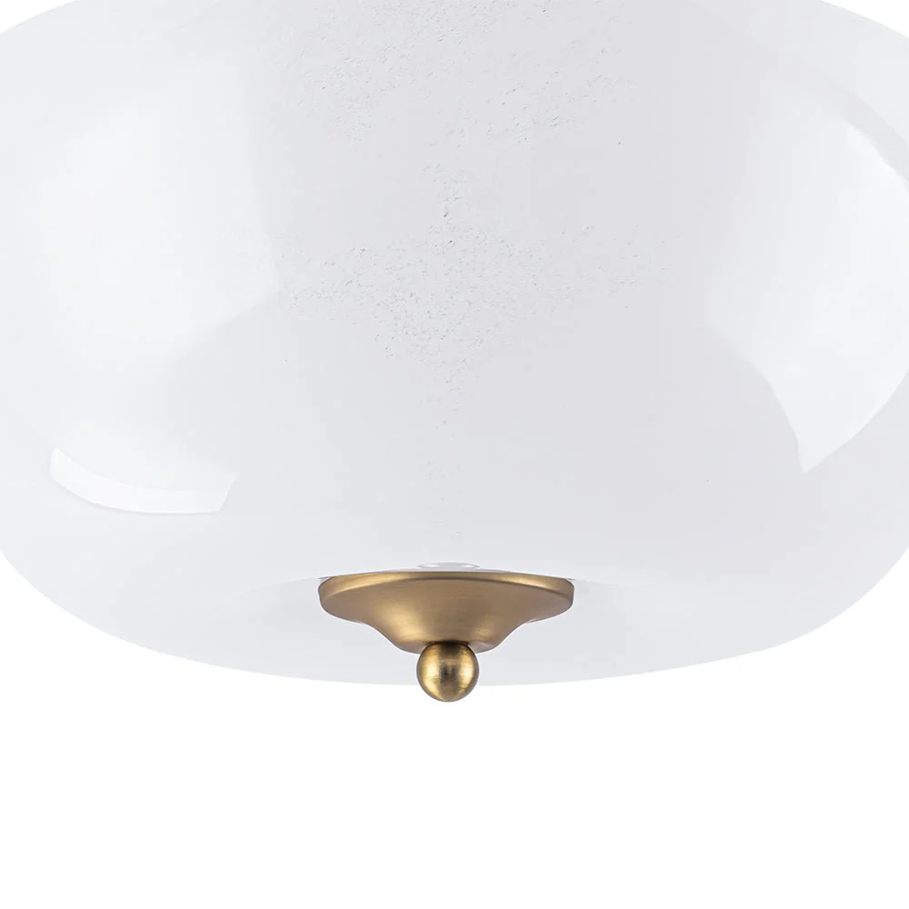 French 3-Light White Clouded Glass Round Semi Flush Mount - Image 13
