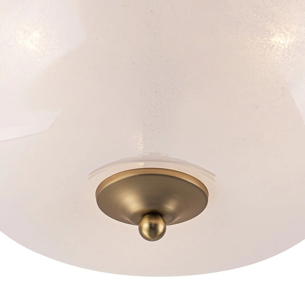French 3-Light White Clouded Glass Round Semi Flush Mount - Image 14