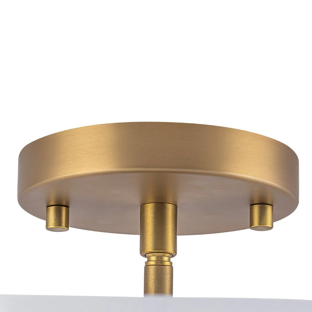 French 3-Light White Clouded Glass Round Semi Flush Mount - Image 15
