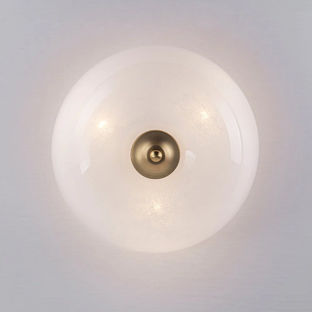 French 3-Light White Clouded Glass Round Semi Flush Mount - Image 17