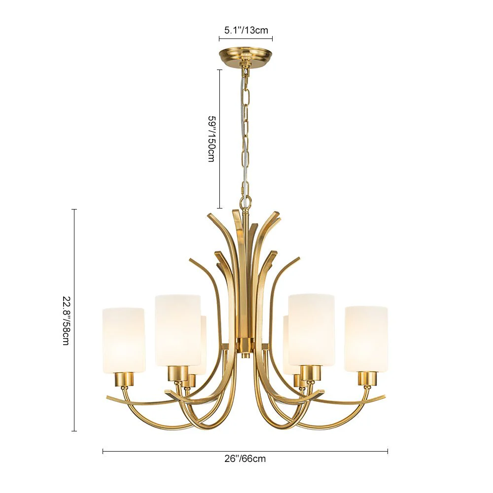 French 6-Light Frosted Glass Shade Scrolling Chandelier - Image 14