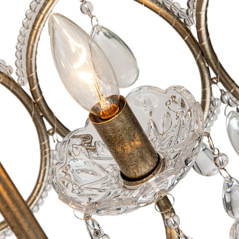 French Antique 5-Light Crystal Accents Drum Chandelier - Image 10