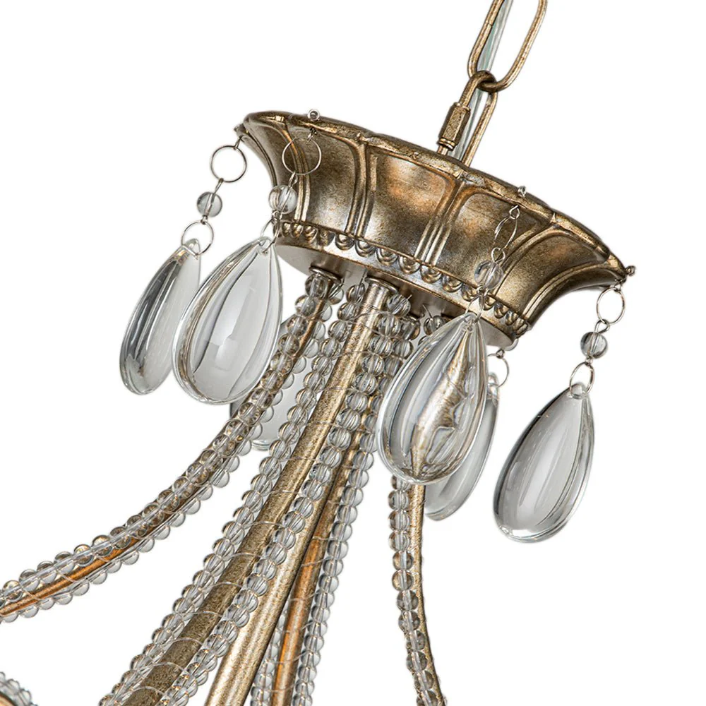 French Antique 5-Light Crystal Accents Drum Chandelier - Image 11