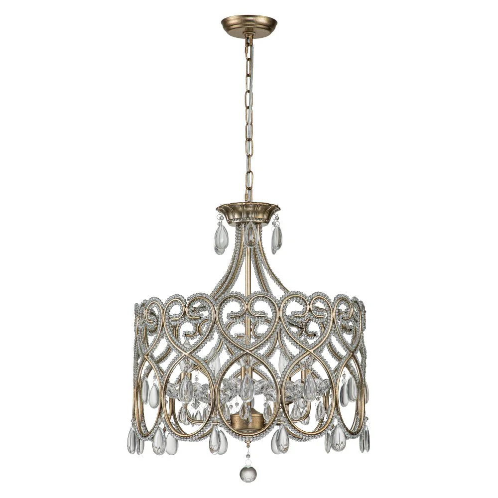 French Antique 5-Light Crystal Accents Drum Chandelier - Image 8