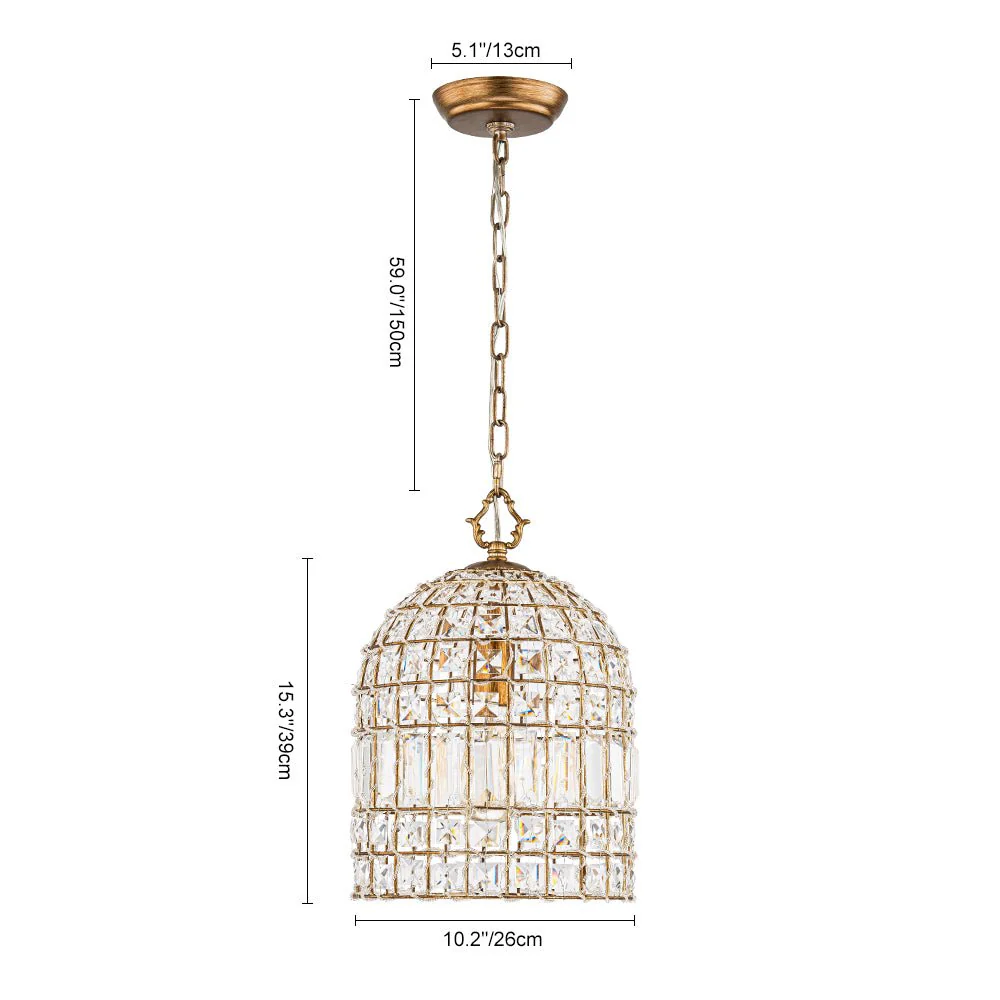 French Antique Brass Crystal Cage Chandelier - Image 26