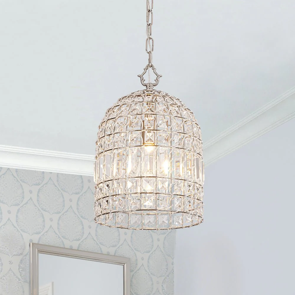 French Antique Brass Crystal Cage Chandelier - Image 5