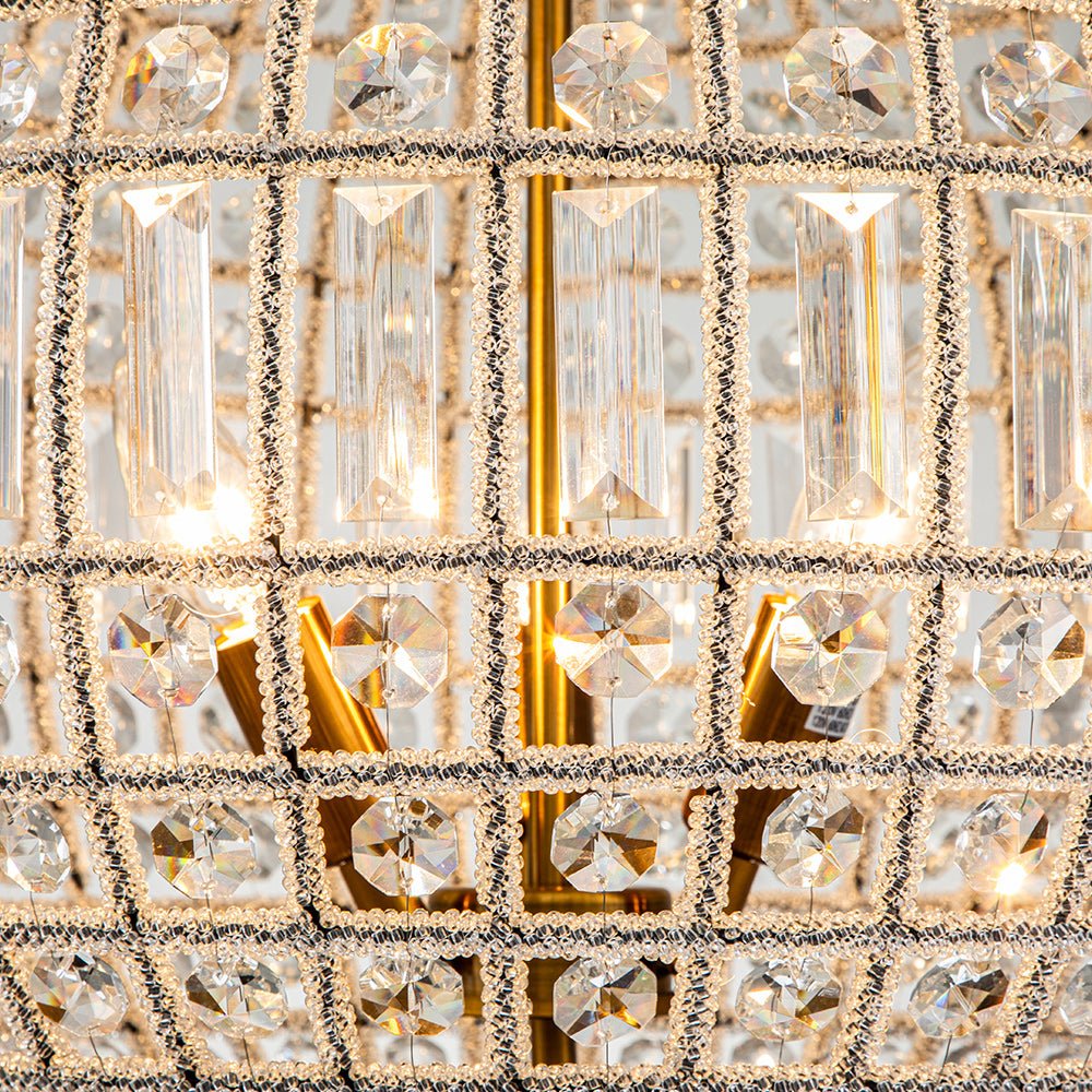 French Antique Brass Crystal Globe Chandelier - Image 18