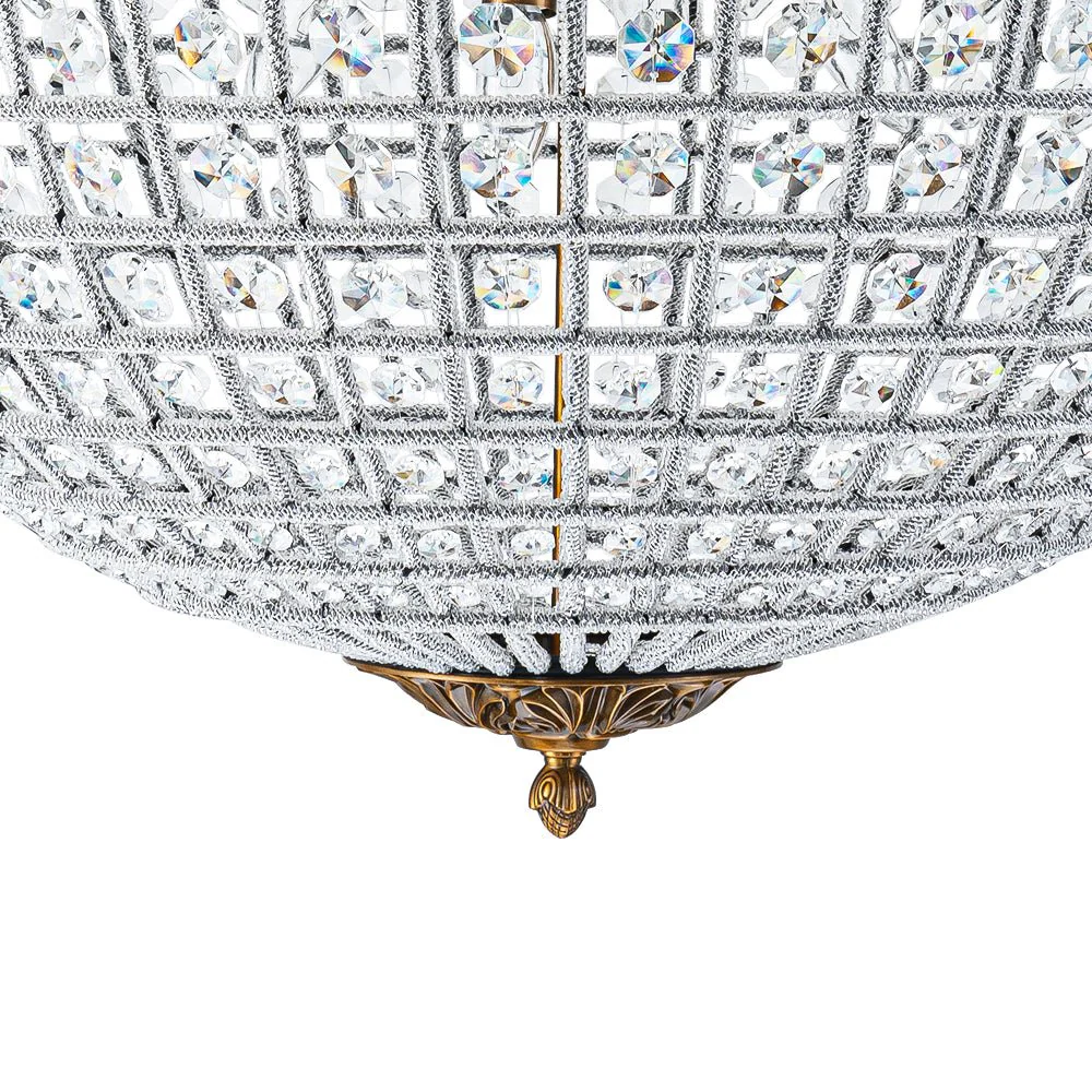 French Antique Brass Crystal Globe Chandelier - Image 29