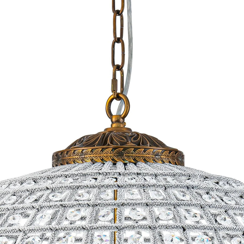 French Antique Brass Crystal Globe Chandelier - Image 31