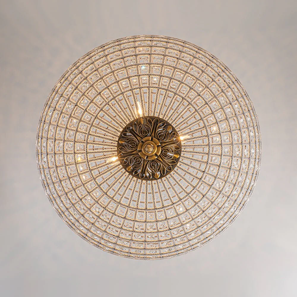 French Antique Brass Crystal Globe Chandelier - Image 35