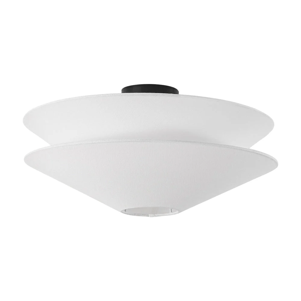 French Country 2-Tier White Linen Conical Semi Flush Mount - Image 4